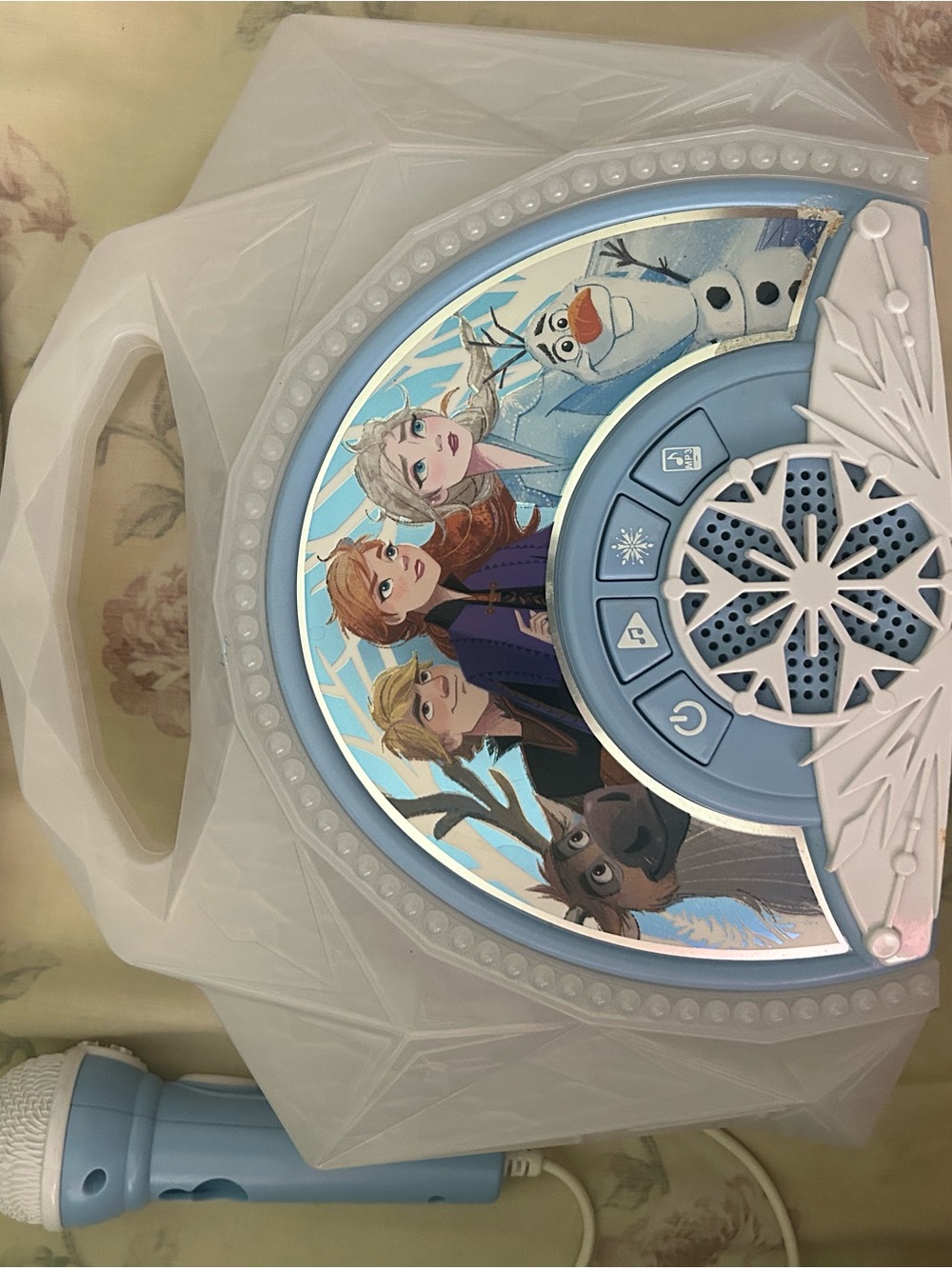 Frozen-themed Light & Sound Projector with Microphone - Blue/White